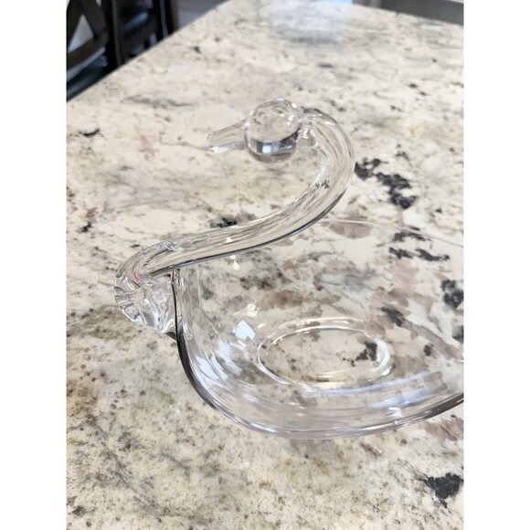 Vtg 1950s Duncan & Miller Clear Glass Swan Bowl Dish Lg Retro Centerpiece Read - Picture 6 of 13